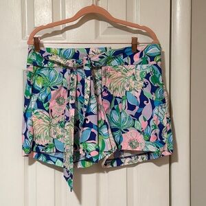 Lilly Pulitzer Kaden 4” Pink & Blue Floral Tie-Waist Shorts